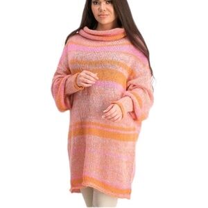 FREE PEOPLE Candy Stripe Flowers Combo Sweater Size M